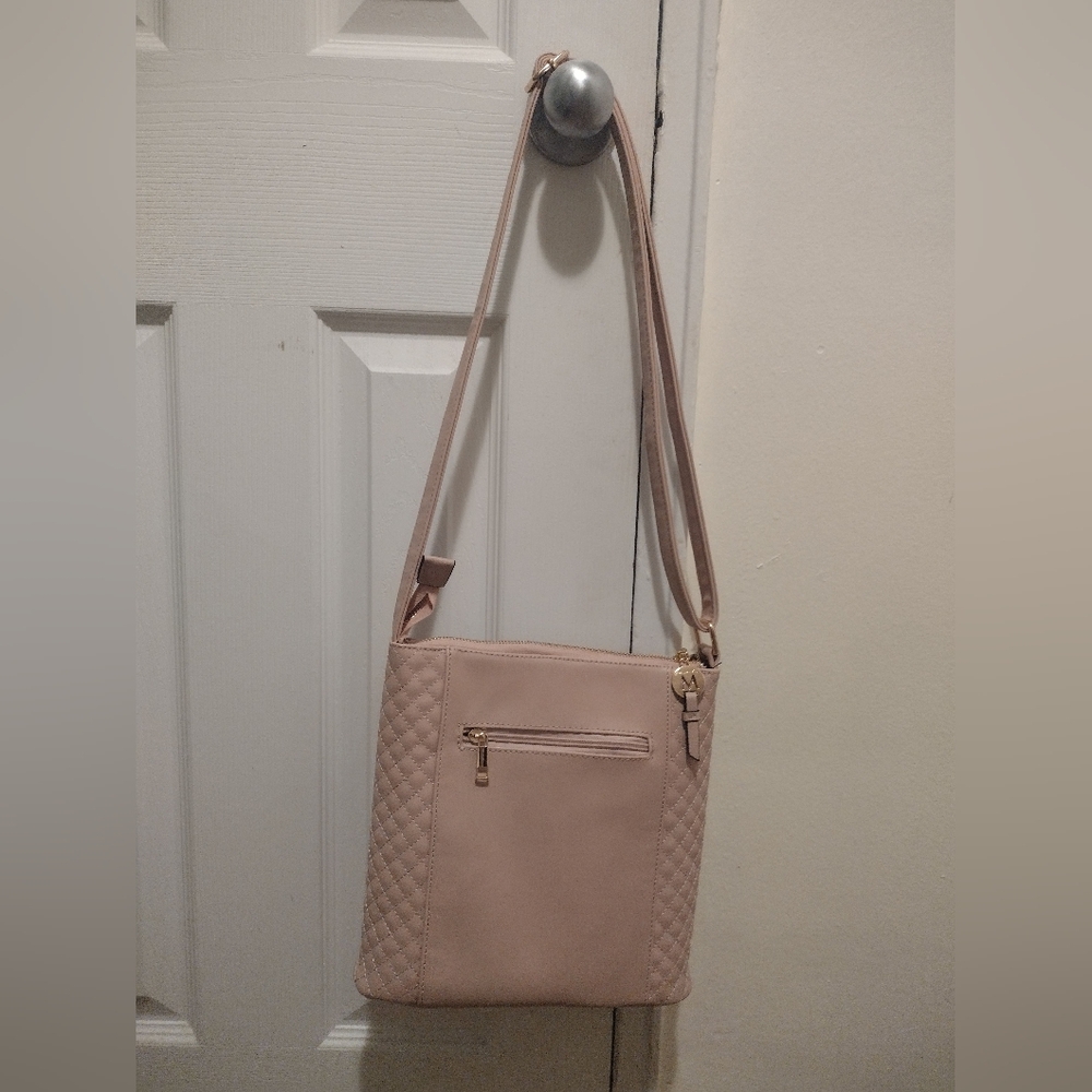 Chic Blush Quilted Crossbody Bag